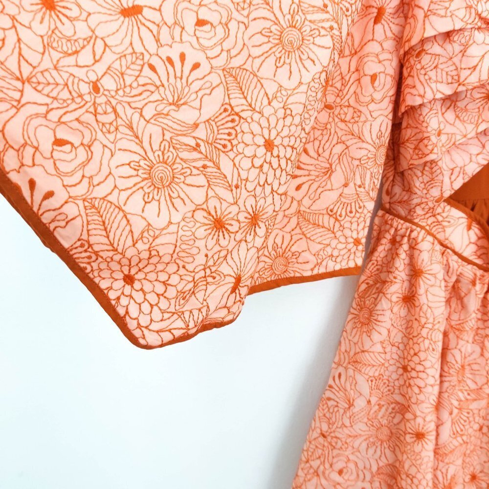 Azulu Maiori Cut-Out Embroidered Mini Dress in Orange XS - Picture 7 of 13